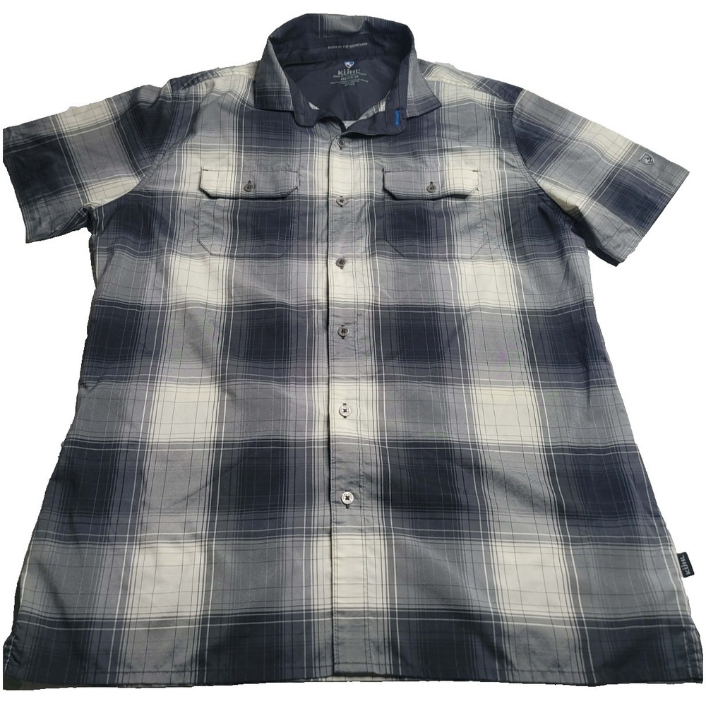 Kuhl Short Sleeve Button Up Shirt Men's‎ Medium Black/White Plaid